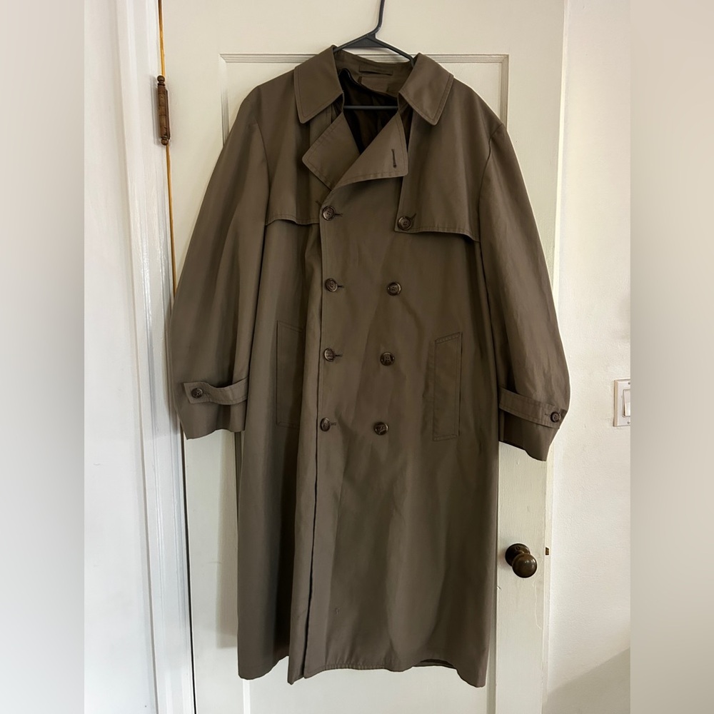 London Fog Wamsutta Men's Double-Breasted Trench Coat - Olive
